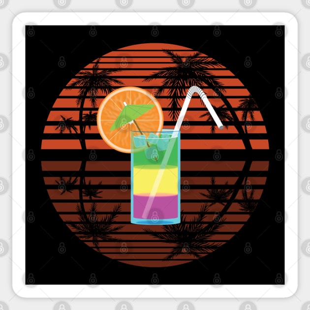 Cocktail Glass and Sunset Vintage Print Sticker by SPACE ART & NATURE SHIRTS 